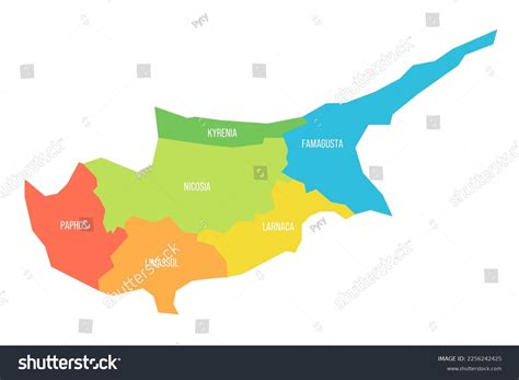 Cyprus Political Map Of Administrative Divisions Royalty Free Stock