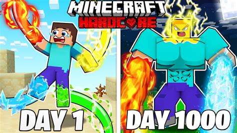 I Survived 1000 Days As ELEMENTAL STEVE In Hardcore Minecraft Full