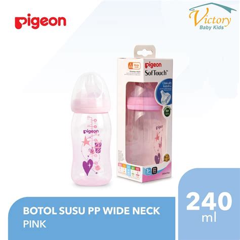 Jual Pigeon Botol Susu Pp Clear Wide Neck Ml Pink Shopee Indonesia