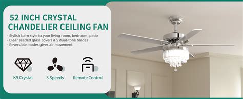 Yitahome 52 Chandelier Ceiling Fan With Remote Dual Sided Fan Blades