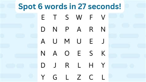 Word Search Puzzle Can You Spot 6 Words Hidden In The Puzzle In 27 Seconds