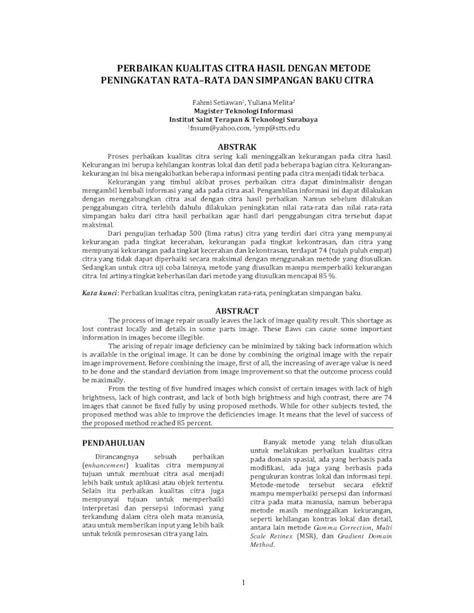 PDF PERBAIKAN KUALITAS CITRA HASIL DENGAN METODE Kekurangan Ini