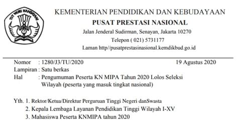 Daftar Peserta Knmipa Tingkat Nasional Matematika