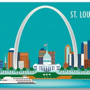 St. Louis Skyline Art Print, St. Louis Wall Art, St. Louis Ach, St ...