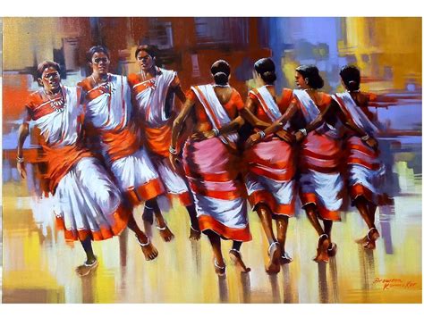 Jhumar Traditional Dance - Celebration View | Acrylic On Canvas | By ...