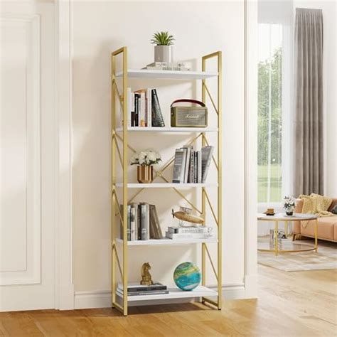 Yitahome Corner Bookshelf Tier L Shaped Bookcase Storage Organizer