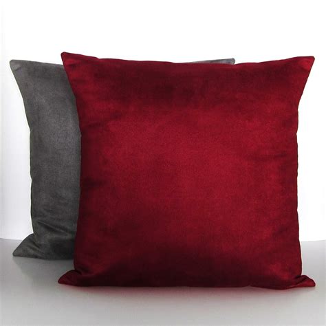 Burgundy Gray Suede Pillow Covers Decorative Accent Toss Throw