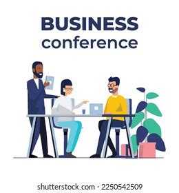 Business Conference Illustration Flat Style On Stock Vector (Royalty ...