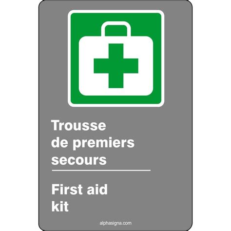 Affiche de sécurité aux normes CSA bilingue Trousse de premiers secours