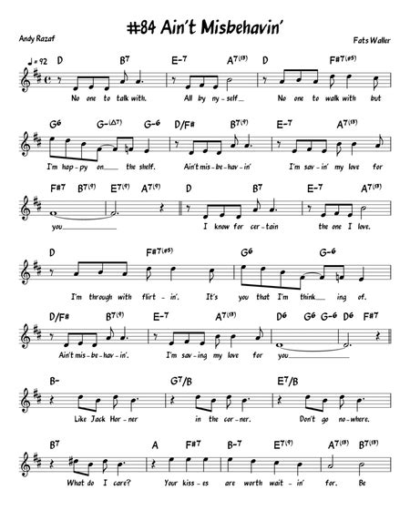 Aint Misbehavin By Hank Williams Jr Piano Vocal Guitar Digital