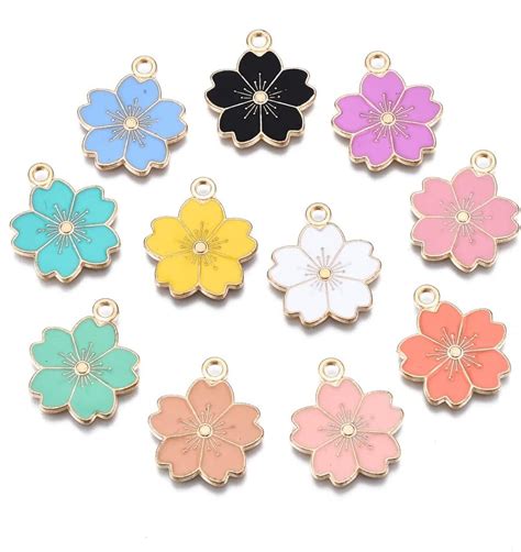 Amazon Danlingjewelry Pcs Random Color Enamel Flower Charms