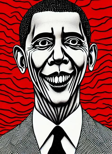 Junji Ito Style Portrait Of Barack Obama Intricate Stable Diffusion