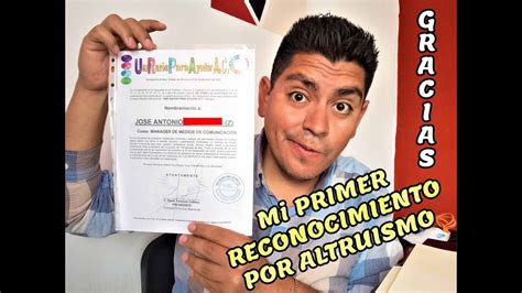 Recib Mi Primer Reconocimiento Por Altruismo En M Xico Youtube