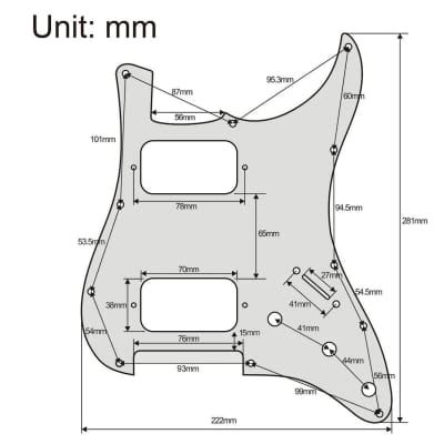 Hh Strat Guitar Pickguard Humbucker Rounded Scratch Plate Reverb