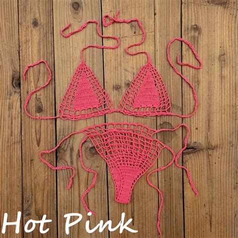 Handmade Crochet Mini Bikini Miniature Swimsuit Sexy Sunbath Swimsuit