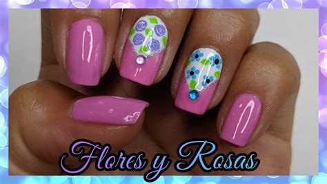 DecoraciÓn De UÑas Verano Flores Y Rosas ♥ Nailart By Andy Youtube