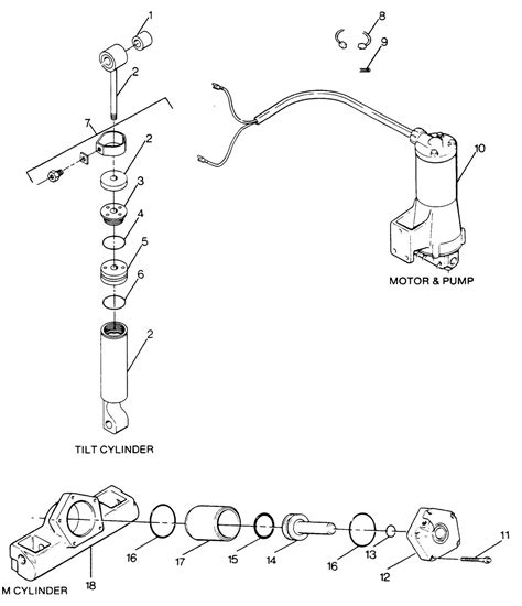 PARTS BREAKDOWN TILT CYLINDER TRIM CYLINDER MOTOR PUMP