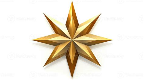 Macro Of Gold Christmas Star Isolated On White Background Created With