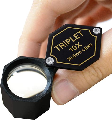 10x Magnifier Jewelry Loupe 20.5mm Triplet Lens Optical Glass Pocket ...