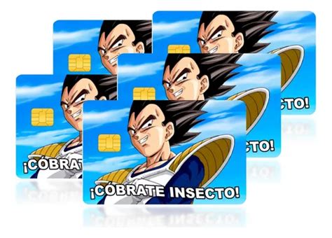 5 Stickers Vegeta Cobrate Insecto Tarjeta De Débito Crédito Meses sin