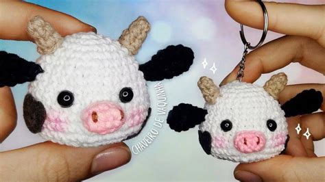 Chaveiro de Vaquinha em Crochê Amigurumi de Vaca Tutorial de