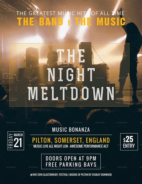 Rock Band Concert Flyer Design Template in PSD, Word, Publisher