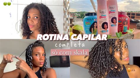 rotina capilar completa produtos da skala lavagem hidratação e