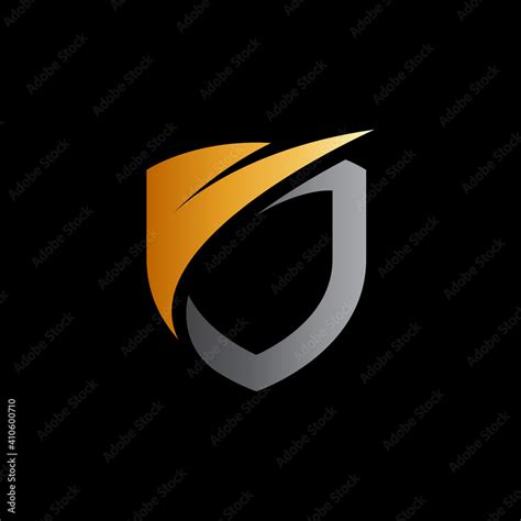 Shield Logo Template Ready For Use Shielding Icon In Black Background