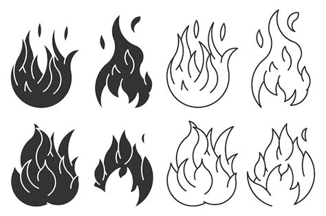 Premium Vector Fire Flame Shapes Black Silhouettes Vector Set Isolated On A White Background