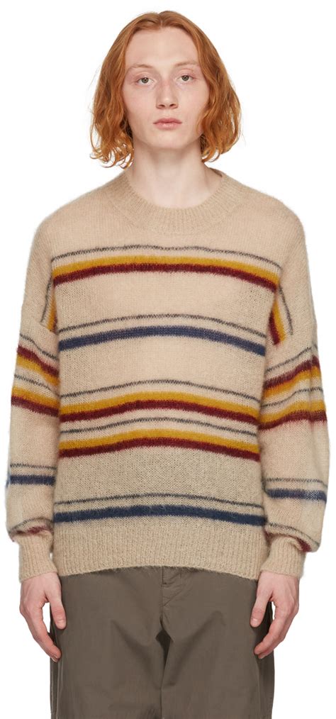 Isabel Marant Beige And Multicolor Stripe Mohair Drussellh Sweater Isabel