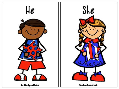 He She Pronouns Speech Therapy Clip Art Library