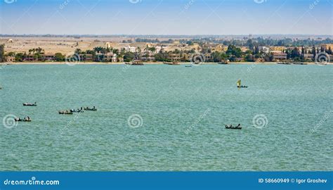 Fishing Boat in Suez Canal, Egypt Stock Image - Image of passage ...