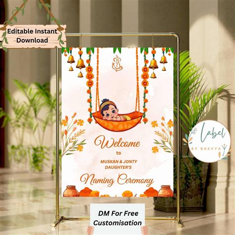 Indian Naming Ceremony Welcome Sign Cradle Ceremony Welcome Sign Baby