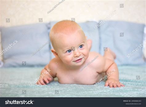 Naked Smiling Baby Boy Lying On Stock Photo Shutterstock