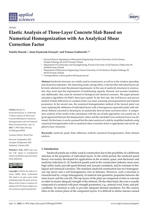 Pdf Elastic Analysis Of Three Layer Concrete Slab Based On Numerical