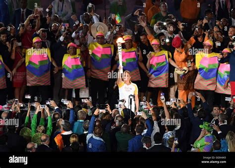 Rio De Janeiro Brazil Th August The Flame Arrives Carried By