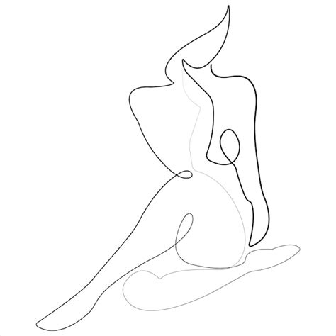 Belleza Cuerpo De Mujer Arte De Una Línea Dibujo Cuerpo Femenino Desnudo Contorno Ilustración