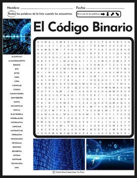 El C Digo Binario Sopa De Letras Spanish Binary Code Word Search Puzzle