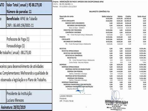 Presta O De Contas Fia Dezembro Apae Tubar O