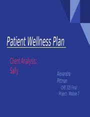 CHE 324 Final Project Patient Wellness Plan Pptx Patient Wellness