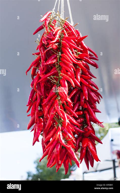 Hanging Bunch Of Red Hot Chili Peppers For Sale At Sineu Market