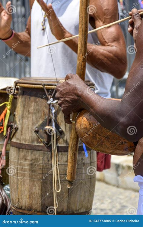 Musicians Playing Traditional Instruments Used In Capoeira Stock Image