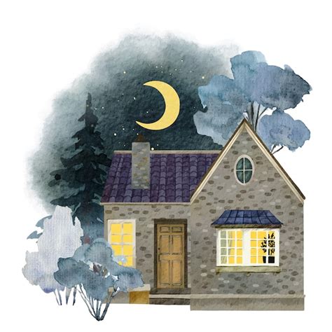 Premium Vector | Cozy country house in watercolor design