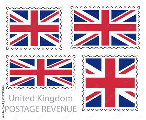 Great Britain Flag Postage Stamp Set Isolated On White Background