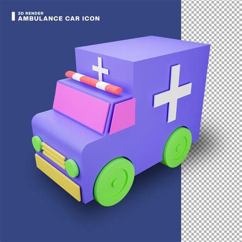 Icono De Coche De Ambulancia De Renderizado 3d Archivo PSD Premium