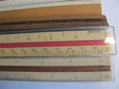 Lot Of Five Drafting Mechanical Engineer Rulers Triangle Dietzgen