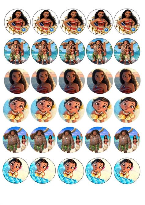 Moana Cupcake Toppers Wafer Paper Icing Precut Available