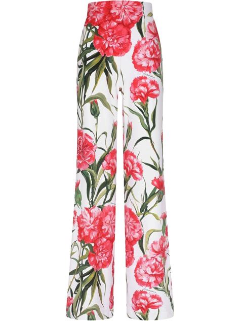 Dolce And Gabbana Floral Print Flared Trousers Farfetch