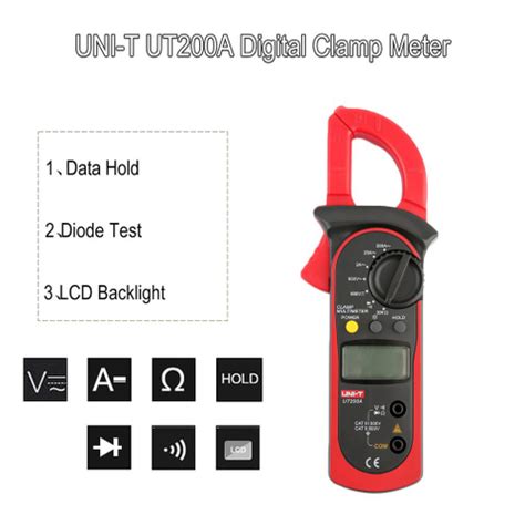 UT200A atual bra Adeira ac Resistºncia 200A manual Faixa lcd Digital