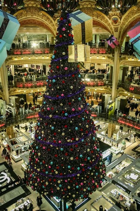 Galeries Lafayette Christmas Tree In The Interior Of The Building